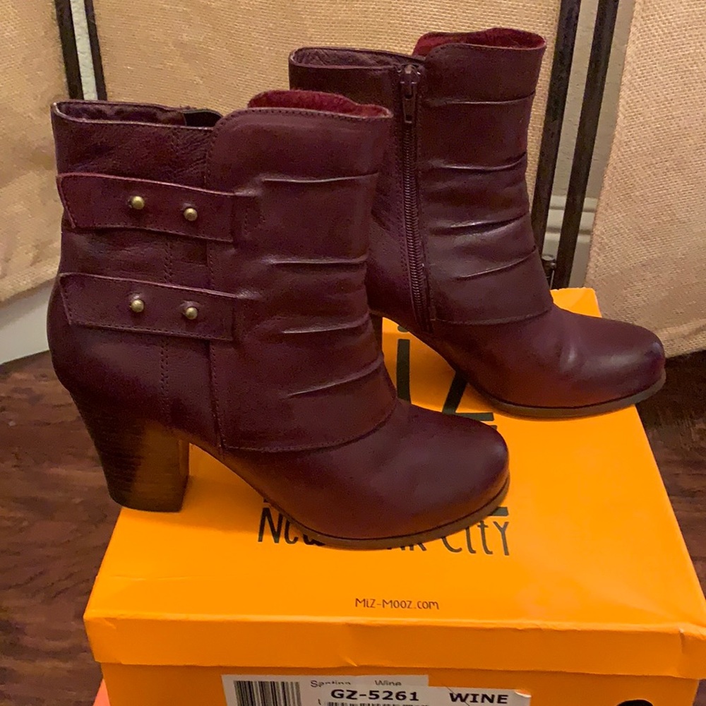 Miz Mooz- New Wine color leather boots SZ 8